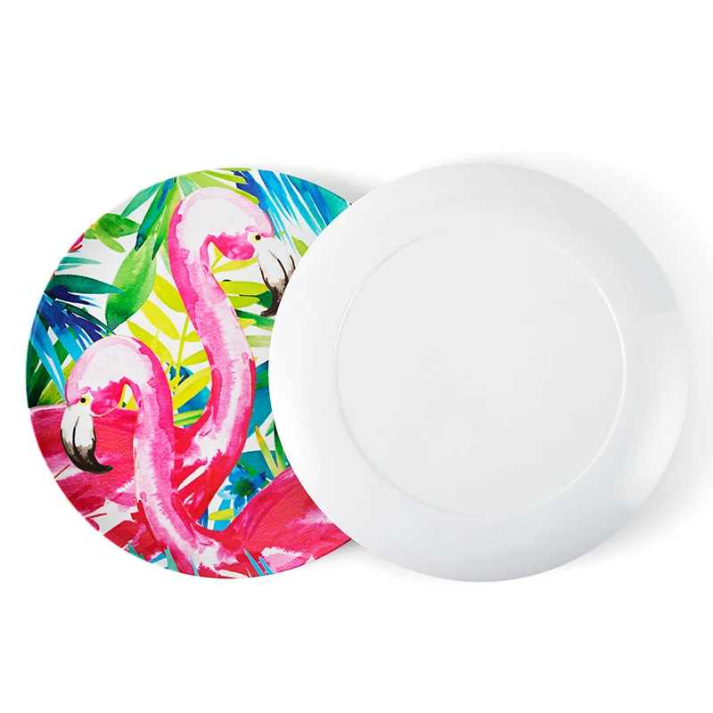 Melamine Dinner Plates 6Pcs 14.96 Inch Dinnerware Dishes Set for Indoor and Outdoor Use Break-Resistant White