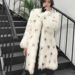 Factory wholesale custom spot New Elegant fox fur coat long white winter real fox fur coat fox mink coat fluffy jackets women