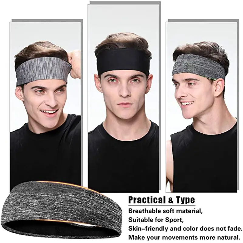 Amazon Breathable And Sweat-wicking Customized Logo Fitness Head Band Men Gym Running Sport Headband For Unisex
