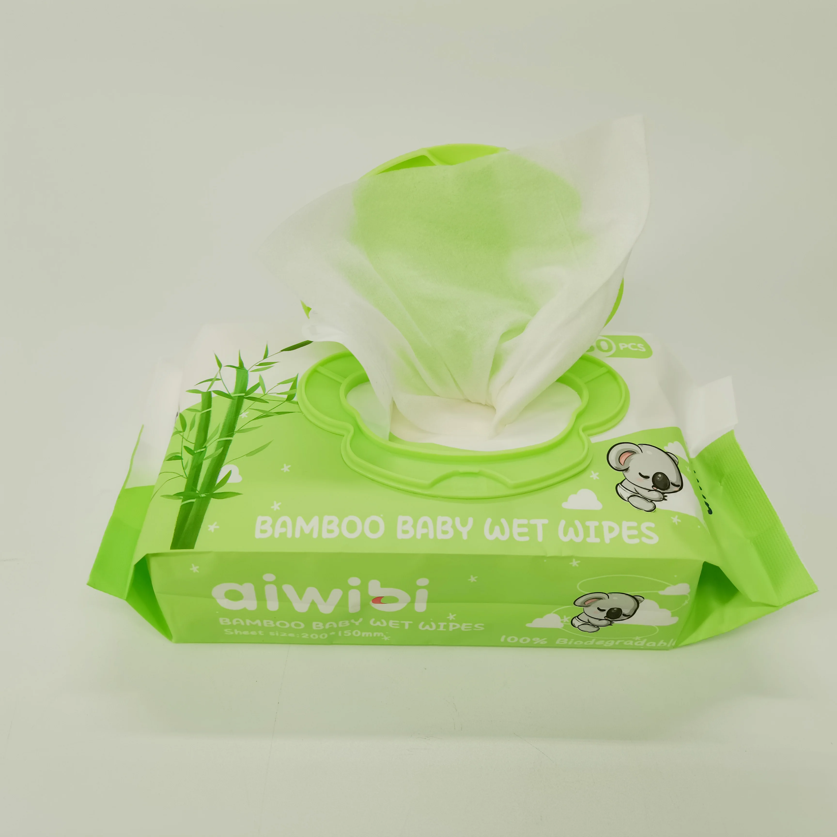 Aiwibi soft bamboo fiber fabric baby wipes delicate biodegradable organic clean and environmentally friendly baby wet wipes