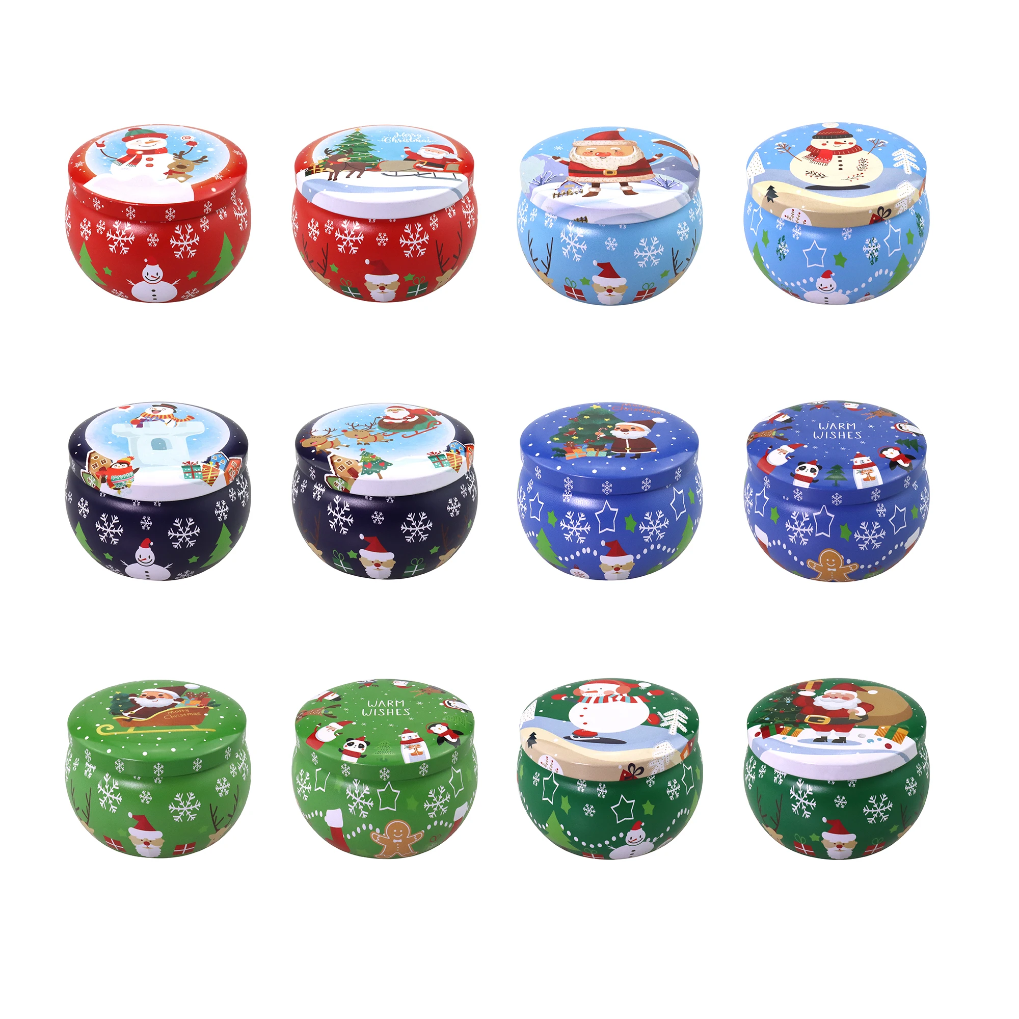 Small Round Decorations Christmas Metal Tin Box For Candy , Candle Making , Gift Package
