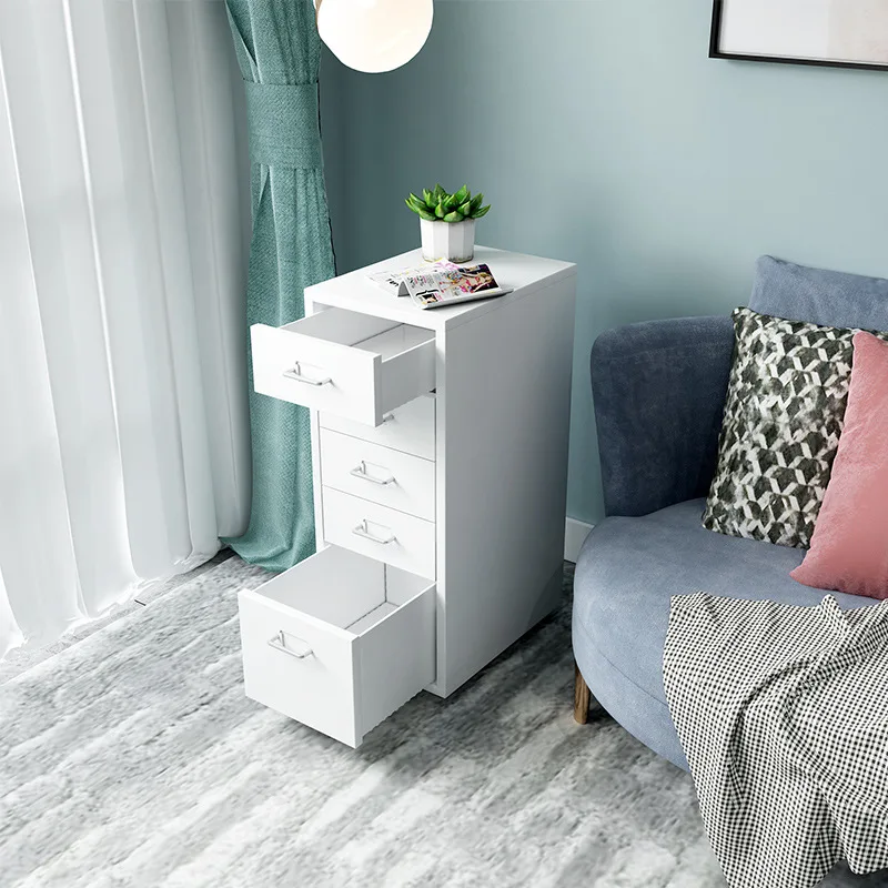 
3/4/5 Drawer Movable colorful bedroom metal file cabinets steel castors storage box cabinet 