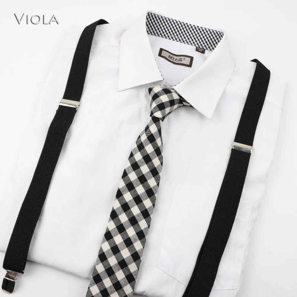 Hot Plaid Floral Sage Green 2.5cm Elastic Suspenders 6cm Tie Set Men Wedding Party Cotton Cravat Brace Adjustable Gift Accessory