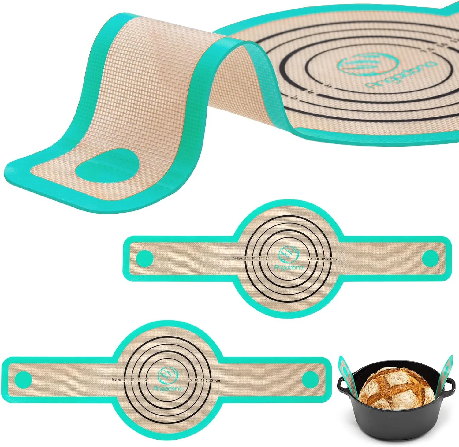 Best sale Heat Resistant Silicone Bread Baking Mat Sling For Dutch Oven Liner Pad With Long Handle