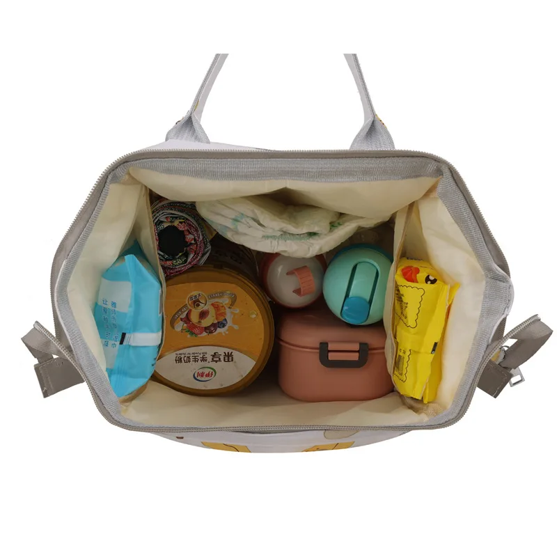 Cute Mummy Diaper Bag Backpack Large Capacity Baby Diaper Nappy Tote Bags with Banana royal crown Pattern for mom and baby