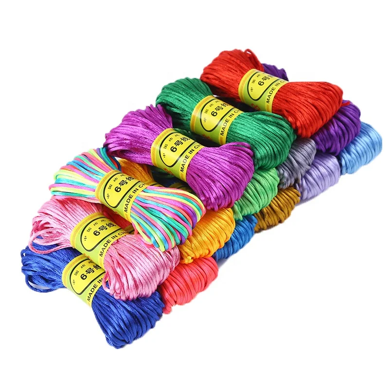 In Stock High Quality 20m Chinese Knot Line Cord Silk Satin DIY String Necklace Bracelets 2mm Nylon Cord