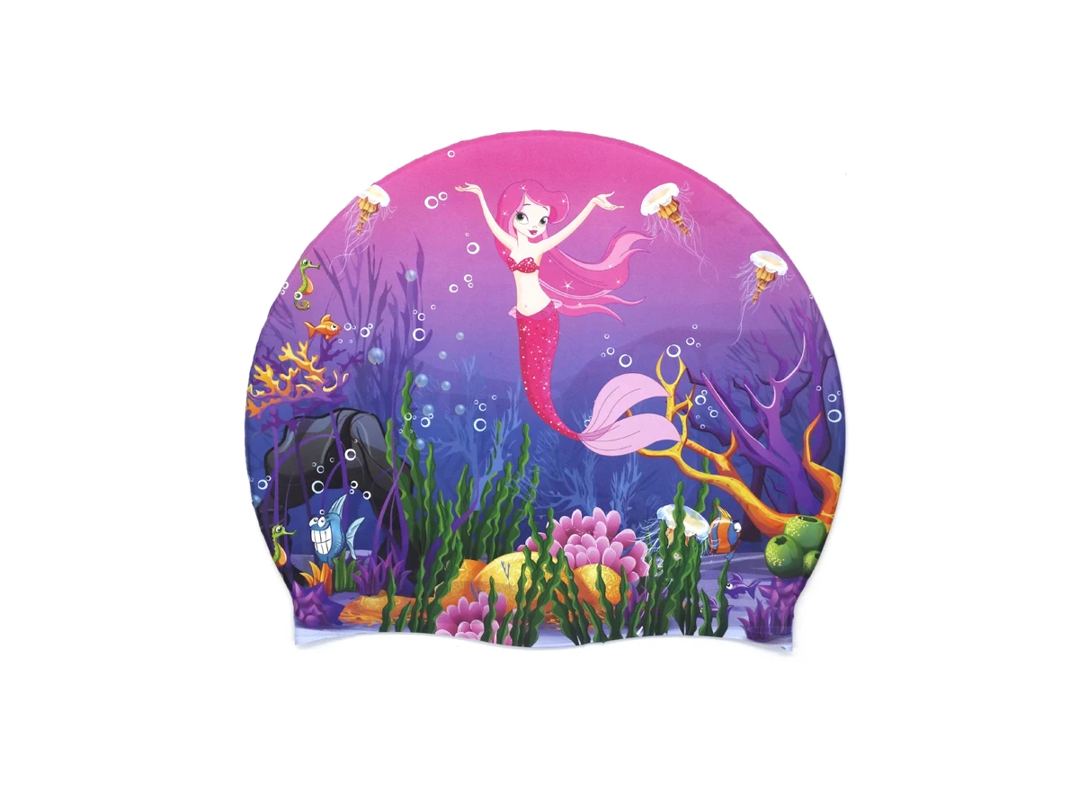 Kids Swimming Caps Fashion Custom Silicone Caps with Multicolor and Various Patterns with Customized Logo