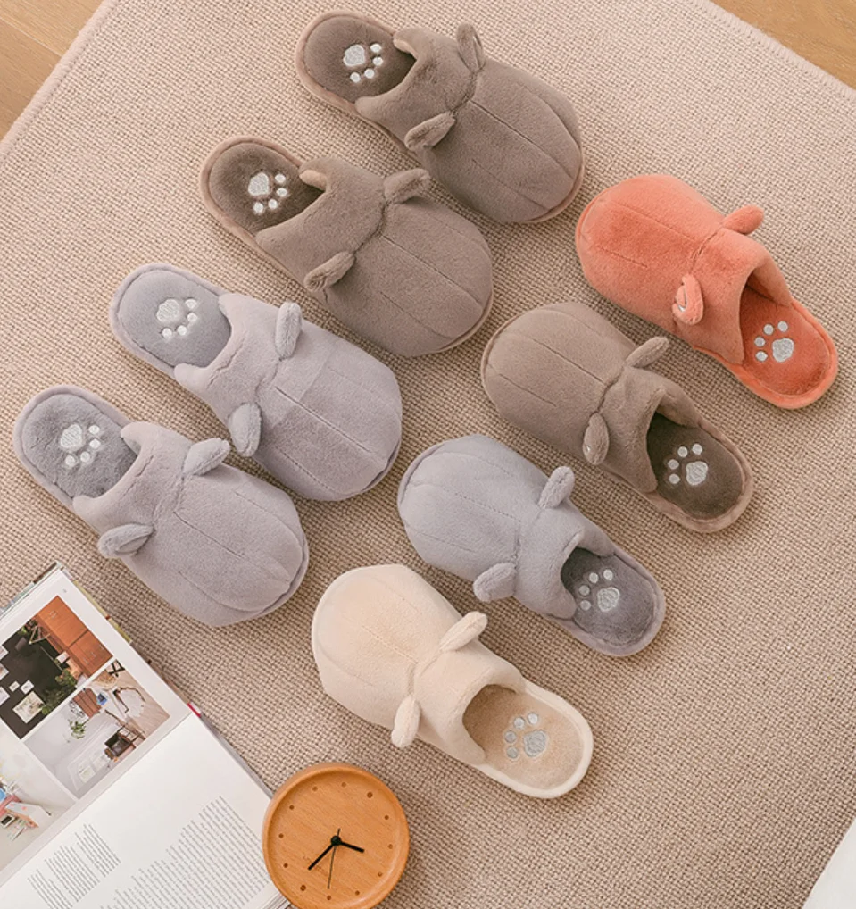 Indoor Autumn Fur Shoes Home Slippers Platform Fur New Fashion Design Faux Fur Cat Claw Lady EVA Plush Winter Warm Shoes for Men