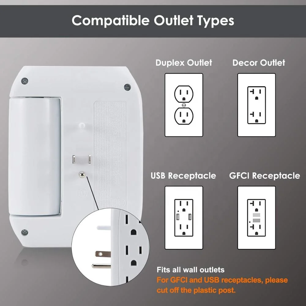 6 Outlet Swivel Space Saving 2 USB Port Surge Protector Wall Tap