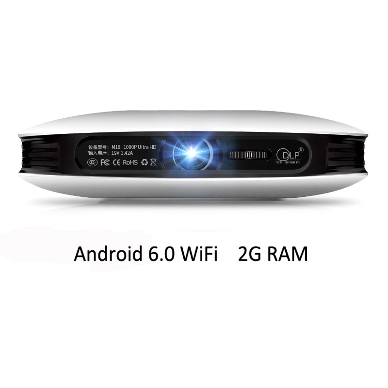 M18 мини Smart натуральная кожа 3D проектор 12000 мАч батарея Android6.0 DLP HD 1080P для домашнего Proyector поддержка Miracast обмена потоковыми мультимедийными данными (Airplay) AC3