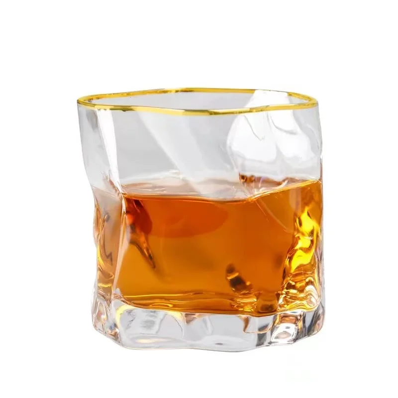 Factory Price Cognac Wine Snifter 250ML Clear Whiskey Glass Cocktail Elegant Bar Cup Twisted Whiskey Glass