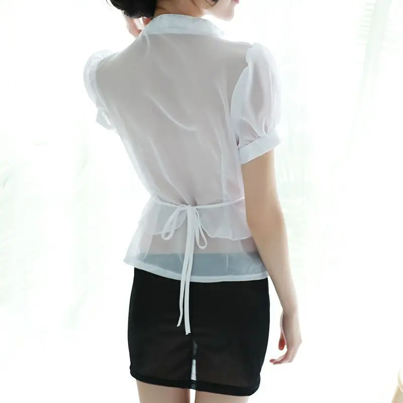 Women Lingerie Sets Deep V Top +Skirt Office Secretary Teacher Cosplay Exotic Uniform