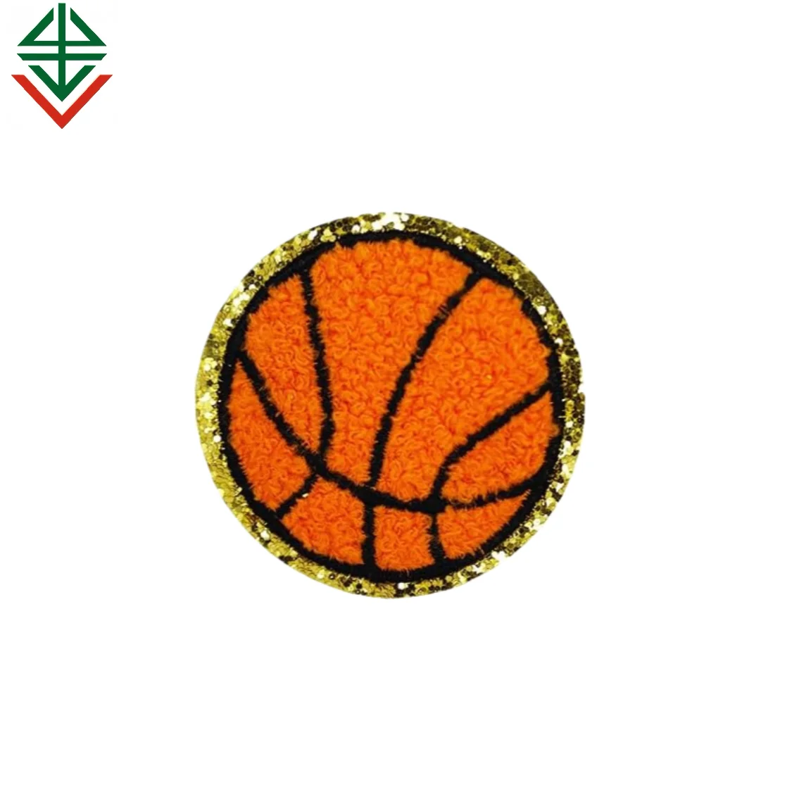 Basketball Entusiasts Iron On Chenille Embroidered Applique Patches with Gold Edges for Clothes