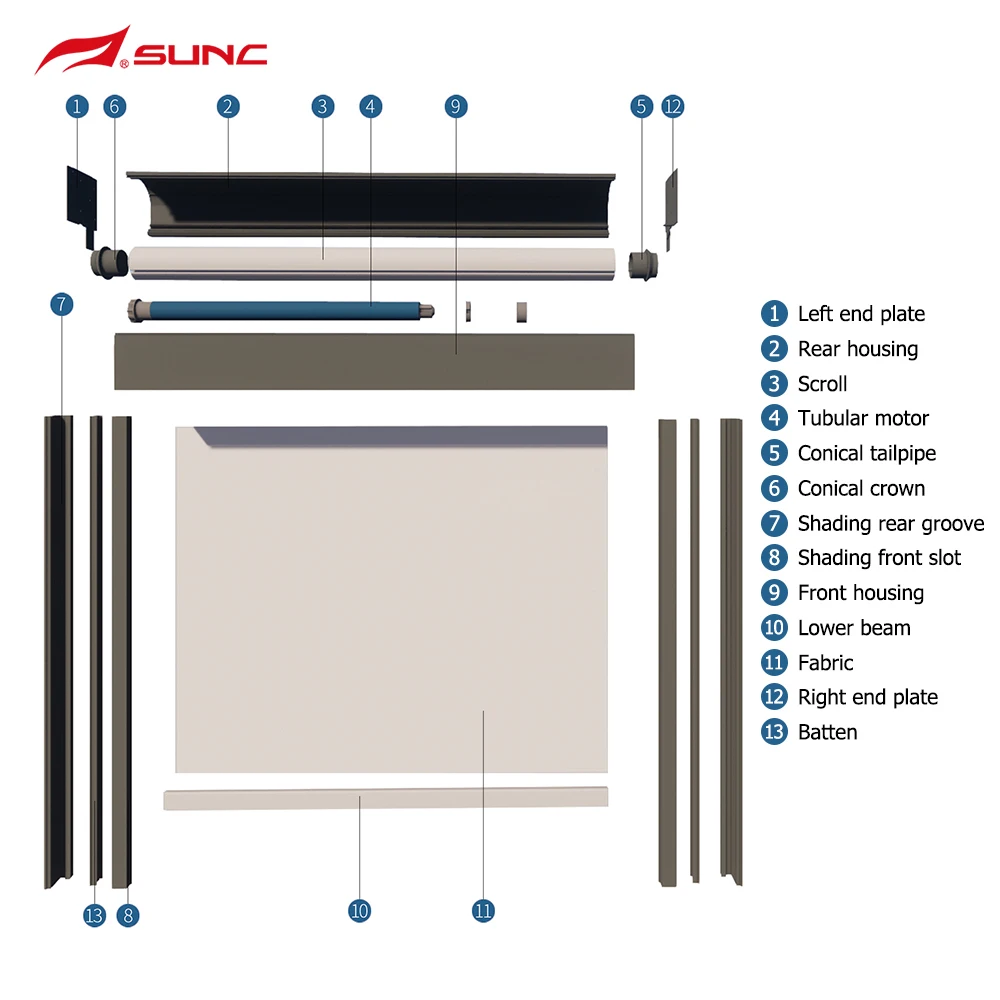 SUNC Terrace Cover Motorized Roller Blinds Zip Screen Series Track Outdoor Roller Shades,roller Fabric French Window Wide Blade