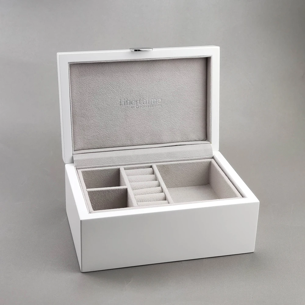 Custom logo white paint little wood box small jewelry storage wood box with lid vintage small size factory wholesale