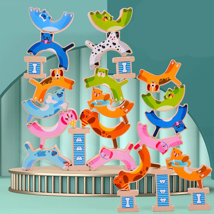 New style one-piece OEM/ODM blokken Holiday Gift Puppy Hercules Board Game Balance Building Blocks Adult Unzip Wooden Toys