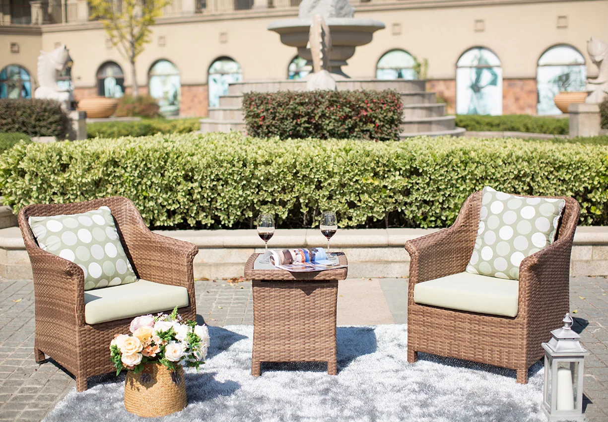 Hot sale balcony furniture 3pcs KD Aluminum outdoor rattan wicker