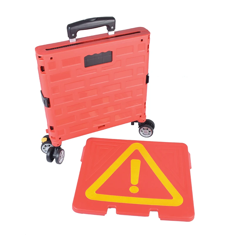 
4 Trolley Rolling Wheels Luggage Basket Plastic Portable Carrying Folding Luggage Cart For Shopping 