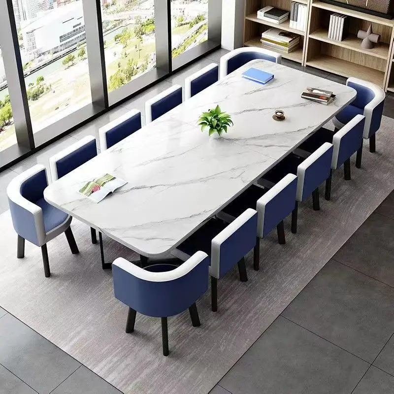 New Colorful Artificial Stone Meeting Table High Quality Durable Material Customized Conference Table with Fit Chair