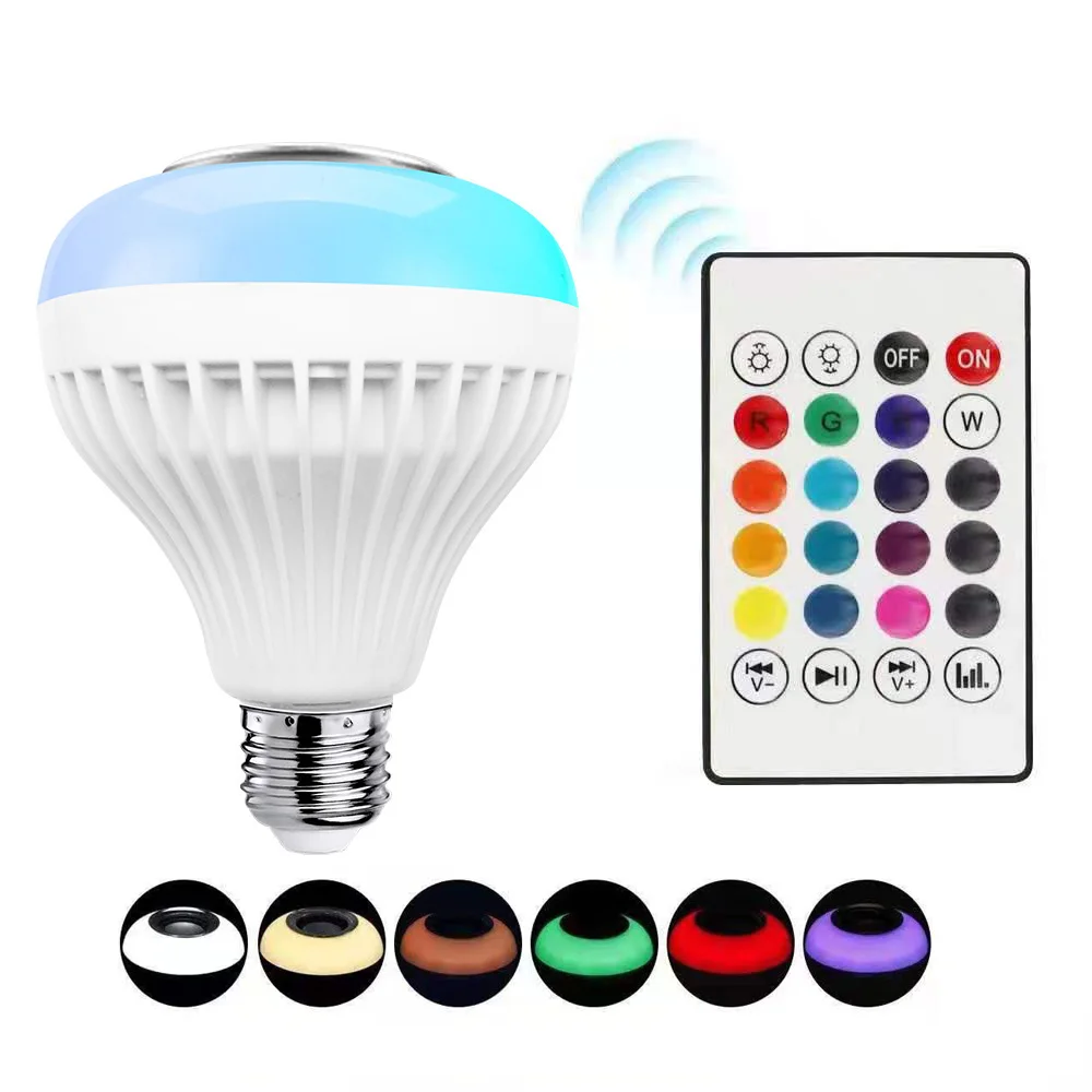 Led Light Bulb Blueteeth Speaker 24 Key Rgb Ir Remote Controller Built-in Speaker Led Bulb Lighting Led Light Speaker