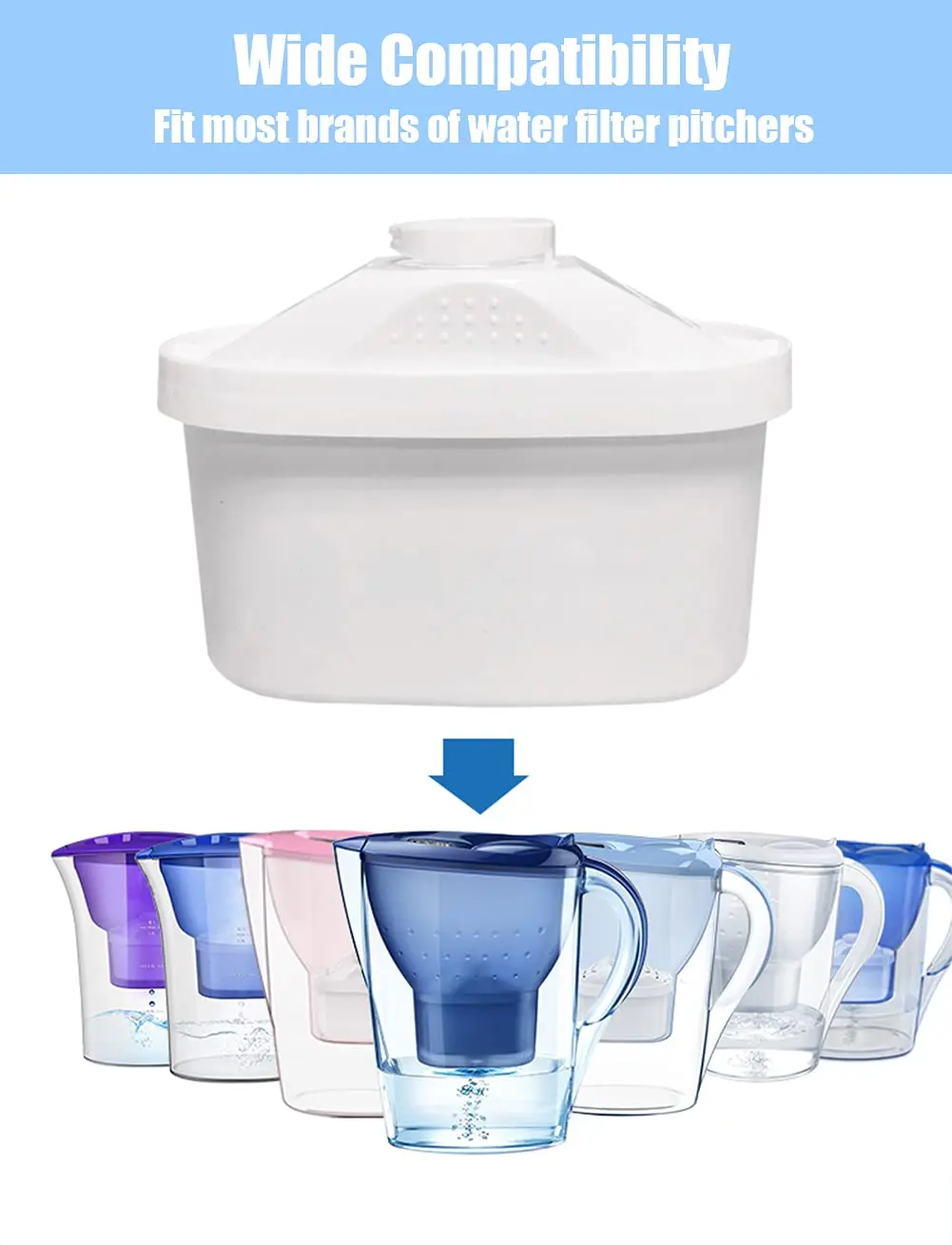 Factory Wholesale Replaceable Drinking Water Filter for Home Drinking Alkaline Pitcher Pot Jug Replacement Filter Cartridge