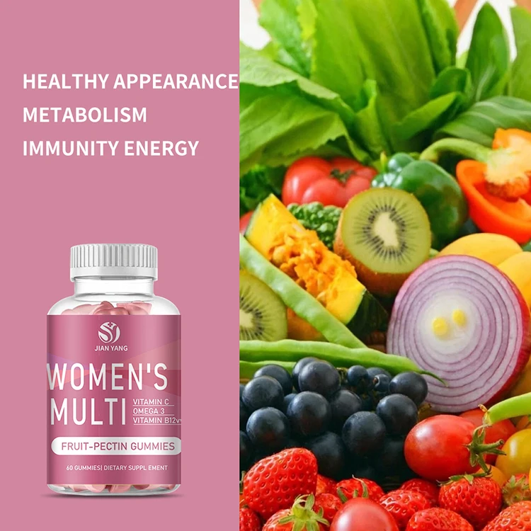 Private Label Health Food Supplement multivitamin gummy Vegan 60 Gummies Woman Multi Vitamin Gummy
