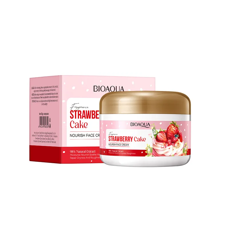 BIOAOUA Strawberry Cake Nourishing Facial Cream Brightening Collagen Hydrating Moisturizing Cream Skin Care Cream 100g