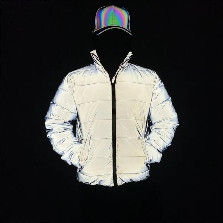 Waterproof Running Windproof Hooded Coats Streetwear Night Shiny Mens Hoodies 360 Reflective WinterJacket for outdoor use