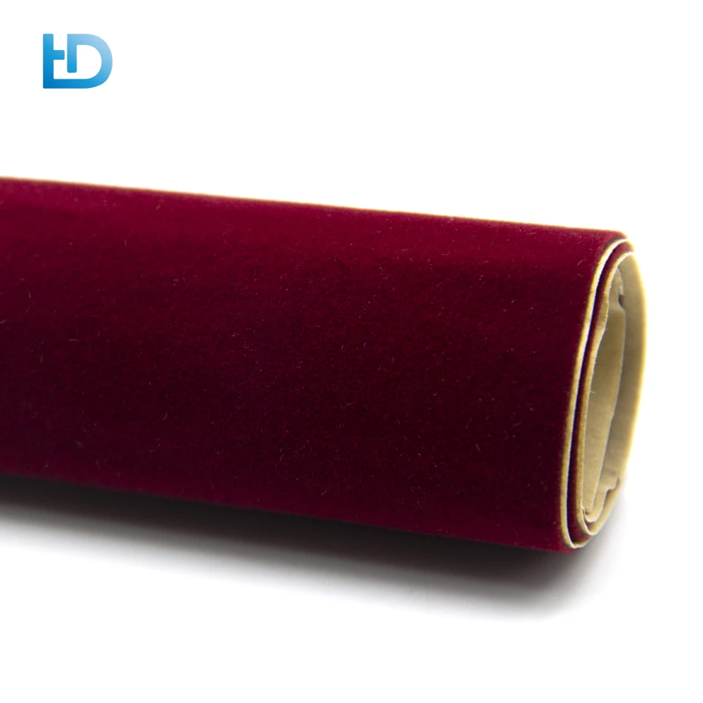 Factory Spunlace Short Pile Plain Dyed Self Adhesive Roll Flocking Paper Velvet Fabric For Glasses Box Lining