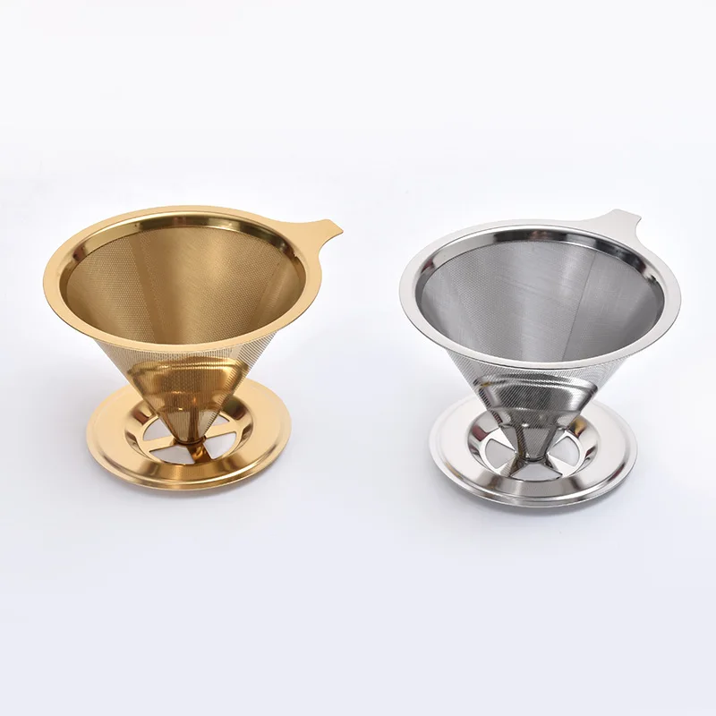 Капельница для кофе цвета розового золота с подставкой