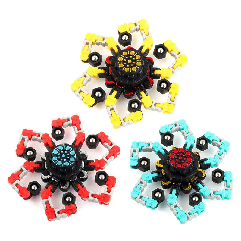Transformed Fingertip Spinner Colorful Hand Toy Fidget Spinners Chain Toys Stress Relief Sensory Fingertip Toy Robot