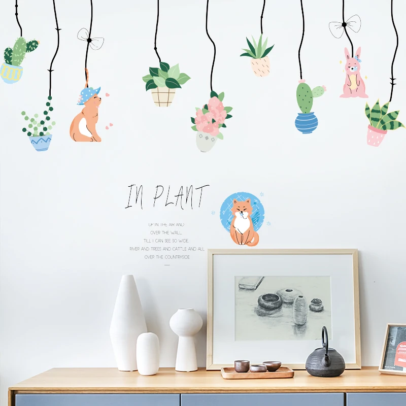 Lovely Botany Flowers And Plants Pot Living Room Display Window Decorative Sticker