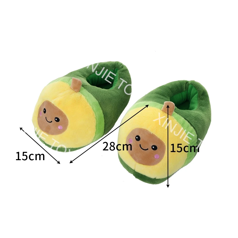 Оптовая продажа мультфильм милые мягкие фрукты теплые тапочки; Домашние Плюшевые домашние Тапочки из материала авокадо; игрушки 28 см зеленые