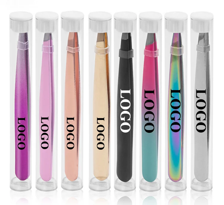 Gold tweezers Eyebrow set best rose gold Slant eyebrow tweezers Stainless steel Hair Removal eyebrow tweezers private label