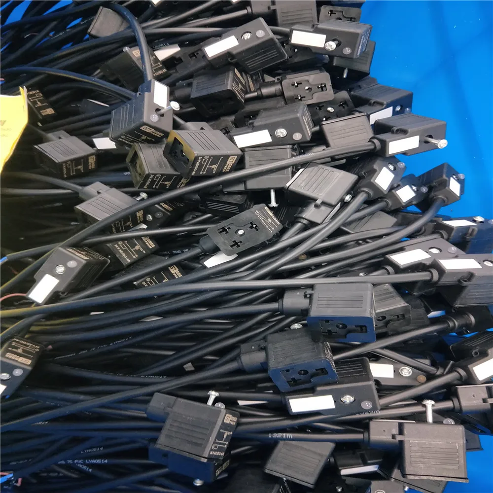 Waterproof cable length customized 2pin solenoid valve connector with grounding pin and LED display