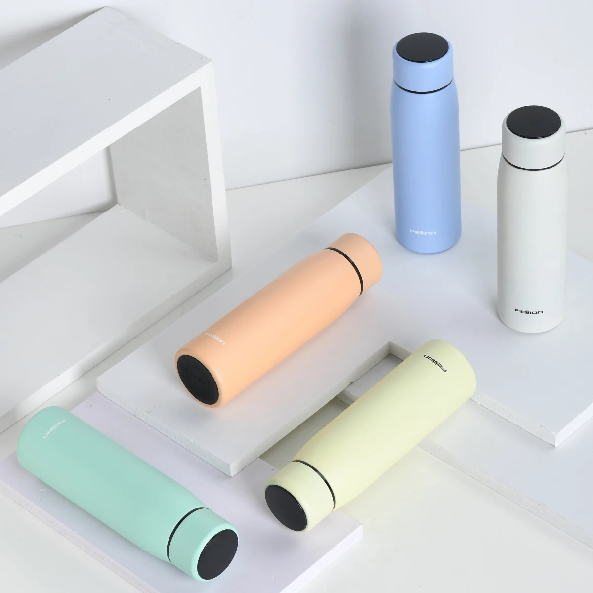 FEIJIAN 380ml high quality double Wall Insulated Custom vacuum flask show temperature smart water bottle