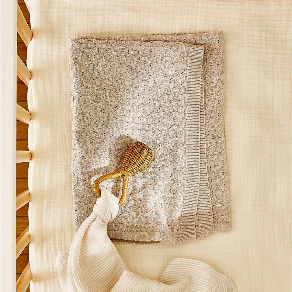 Factory Sales Wholesale Chunky 100% Cotton Throw Blanket Crochet Custom Organic Knitted Baby Blanket CX