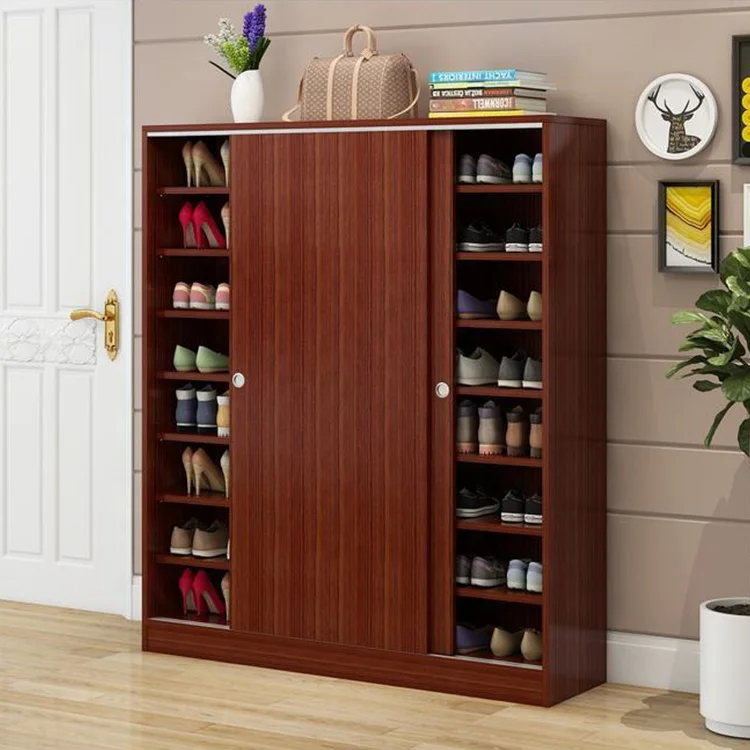 Modern shoe cabinet sliding door shoe cabinet large wooden shoe rack design cabinet