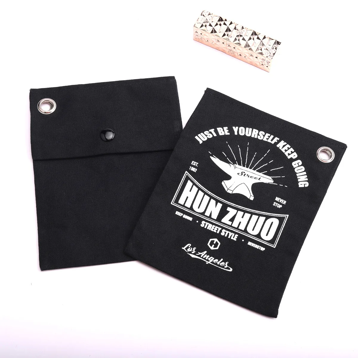 Reusable Black 8oz Canvas Envelope Photo Frame Perfume Packing Gift Bag Custom Logo Printed Organic Envelope Cotton Dust Pouch