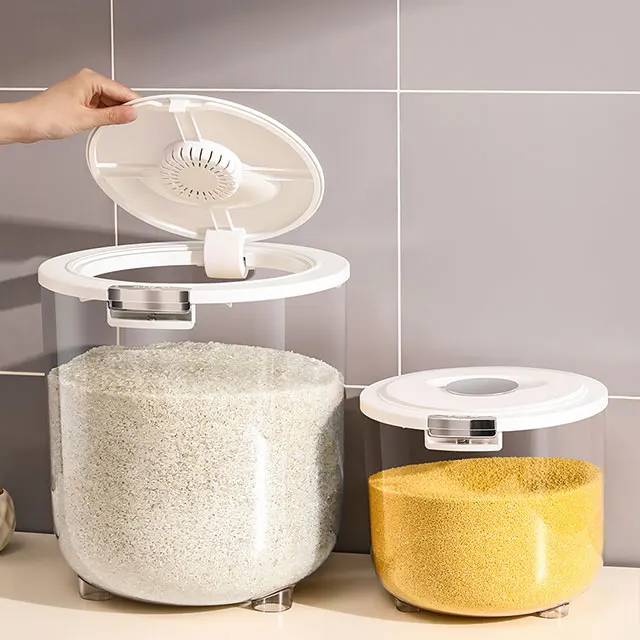 XingYou Large Capacity round Rice grain storage Box 10kg Plastic Storage Box Kitchen Storage Rice Bucket Container