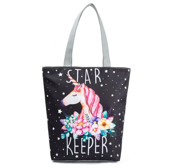 
Custom sublimation woven fabric tote washable fashion printing foldable zip up promotion shopping bags 