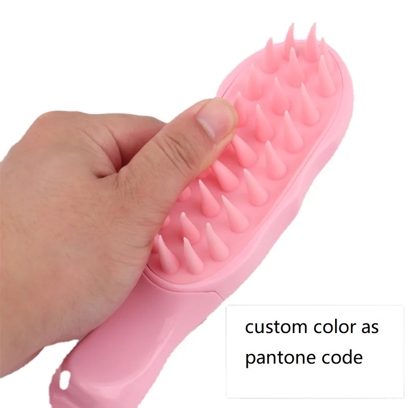 Free Custom Logo New Massage Hairbrush Wet High Quality Silicone Shampoo Comb Scalp Scrubber Plastic Handle
