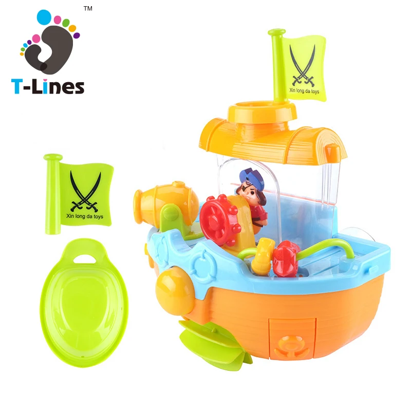 Boat water cannon spray baby bath play time water fun bath toy