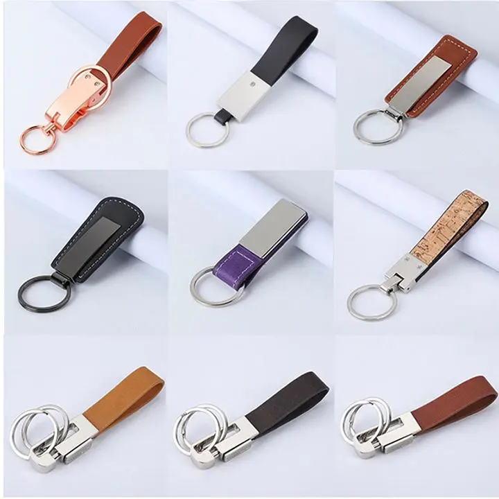 Logo Key Rings Keyring Key Pendant Metal Luxury Keychain Custom Pu Leather Sublimation Blank Leather Keychain