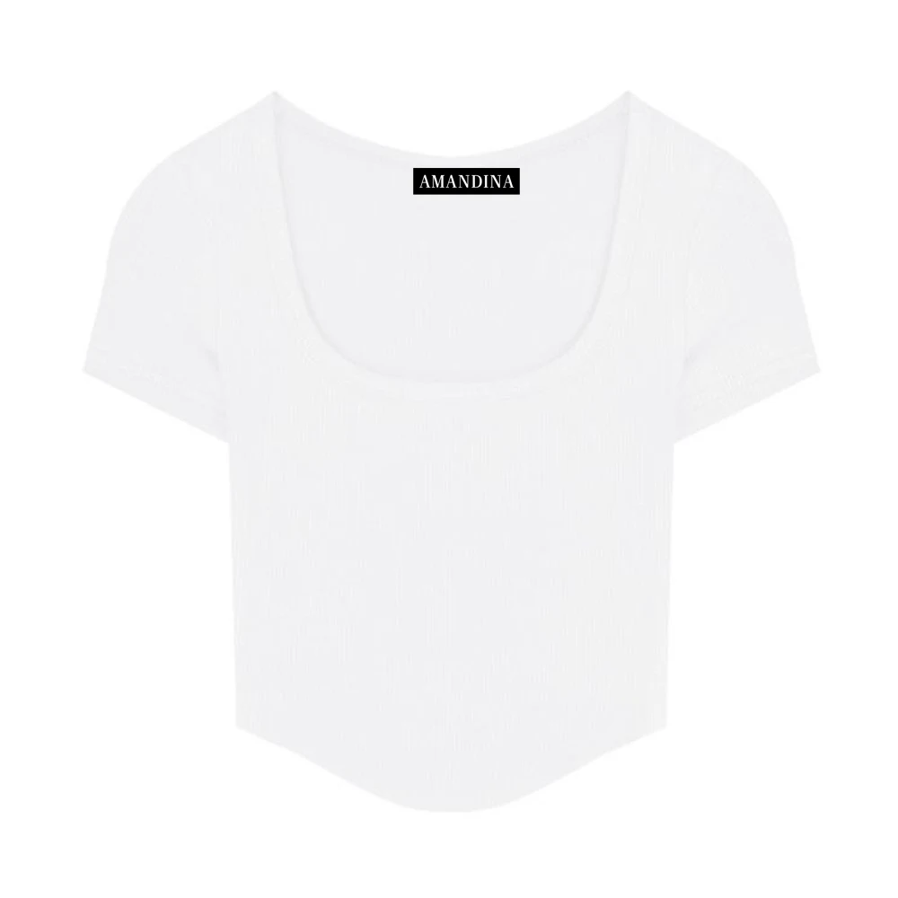 2023 new arrivals summer whole sale women bulk crop tops solid color short sleeve Simple Plain crop tops t-shirt for women