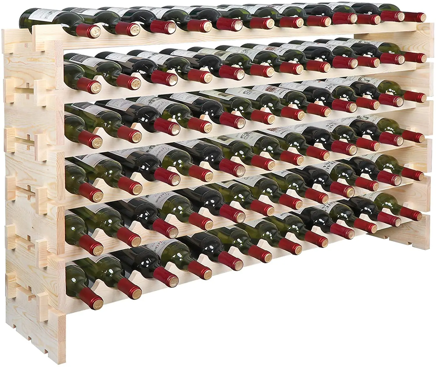 
Stackable Modular Wine Rack Wine Storage Stand Wooden Wine Holder Display Shelves, Wobble-Free, Solid Wood 