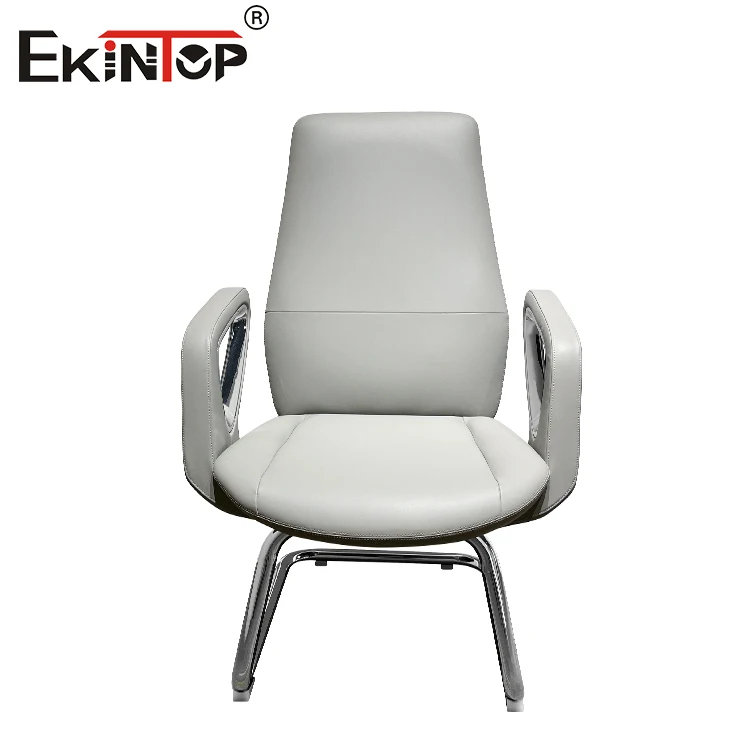 Ekintop Luxury Visitor Chair Leather Home Office Chair Executive Ergonomic White Office Visitor Chairs with Lumbar Support