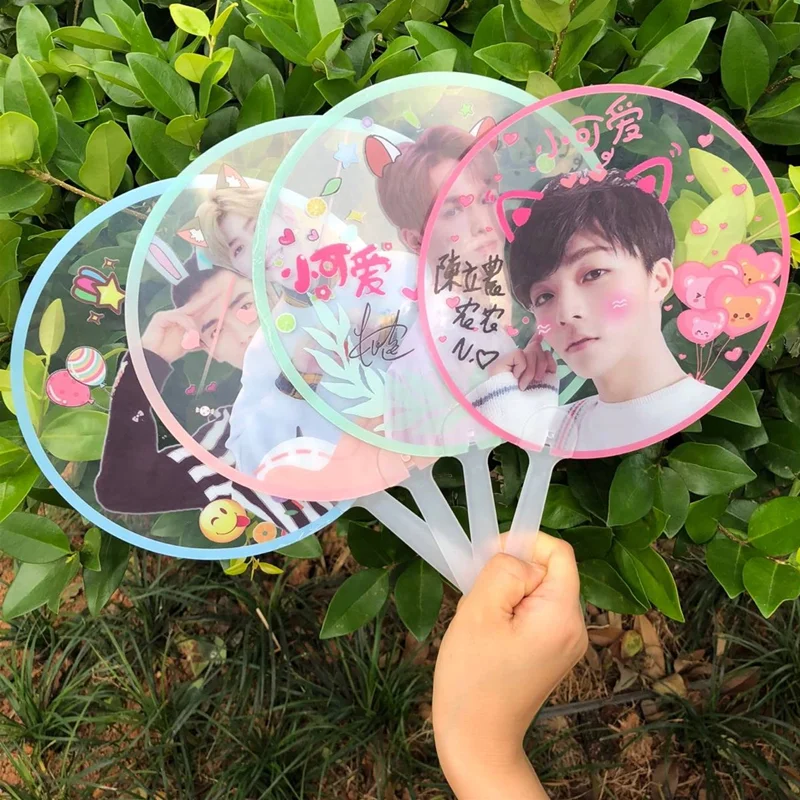 Custom New Plastic Transparent Kpop Mini Fans and Cute Hand Fan Double Side Mini Fan Plastic Kpop Picket