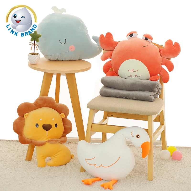 Super Soft Bedtime Toys Stuffed Animals Toys Baby Blanket With Plush Toy 2 In 1 Pillow Blanket