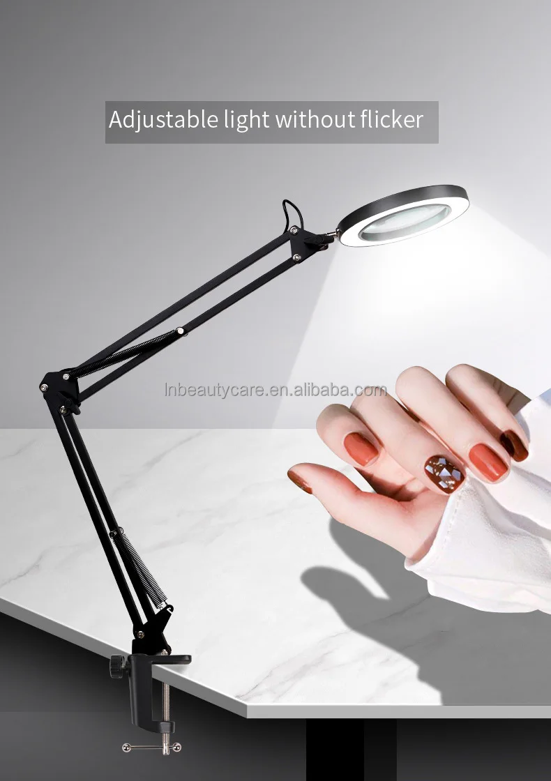 Nailprof  Magnifying Glass with Light Anti-Tipping Base & Clamp Magnifying Lamp